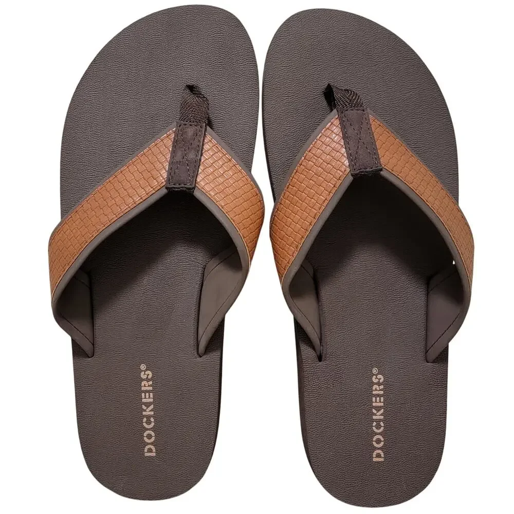 Dockers Men Freddy Beach Pool Flip Flop Thong Sandals Size US 9M Tan Brown